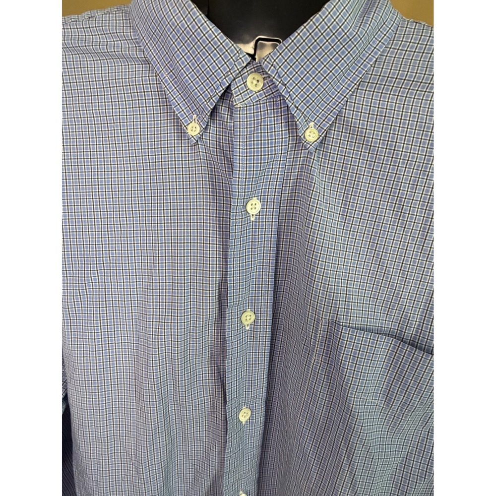 Ralph Lauren Blake Mens XL Blue White Check Plaid Button Down Cotton Shirt